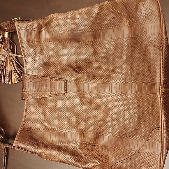 Talbot's Croc Embossed Brown Leather Bag Vintage NWOT - Picture 6 of 14